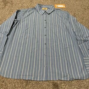 JJXX Mens Coronet Blue Stripe LS REG POPLIN SHIRT WVN Size XL Organic Cotton